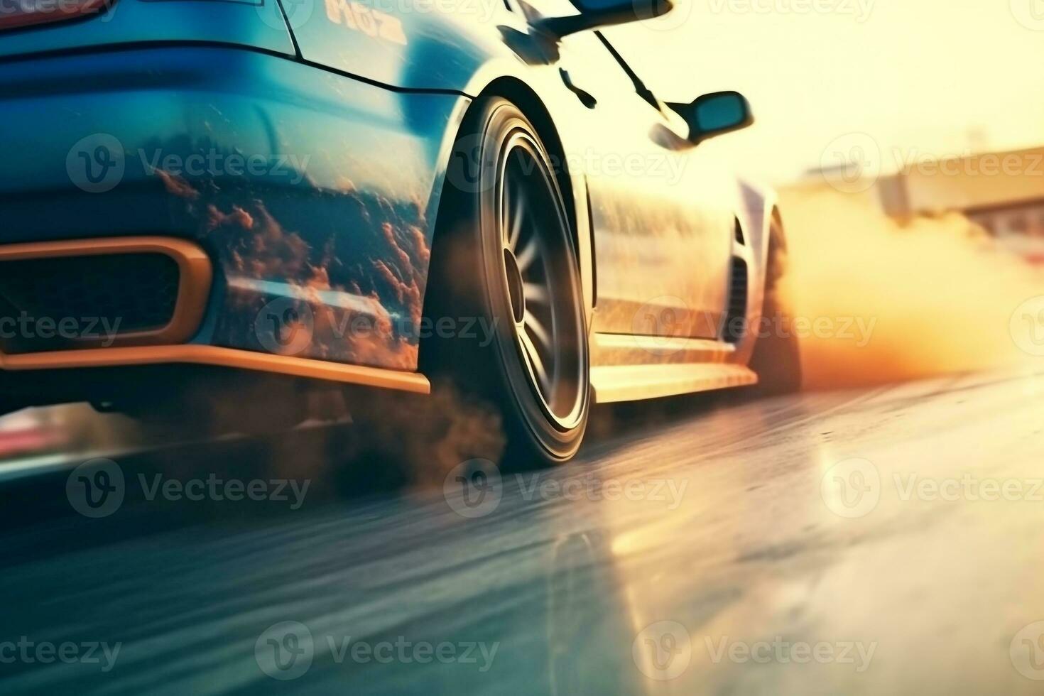 Car drift battles in race tracks.Generative Ai. photo