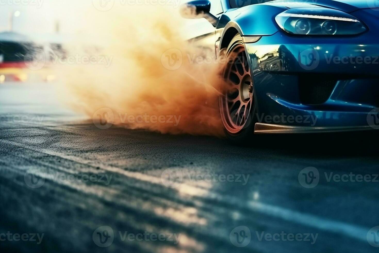 Car drift battles in race tracks.Generative Ai. photo