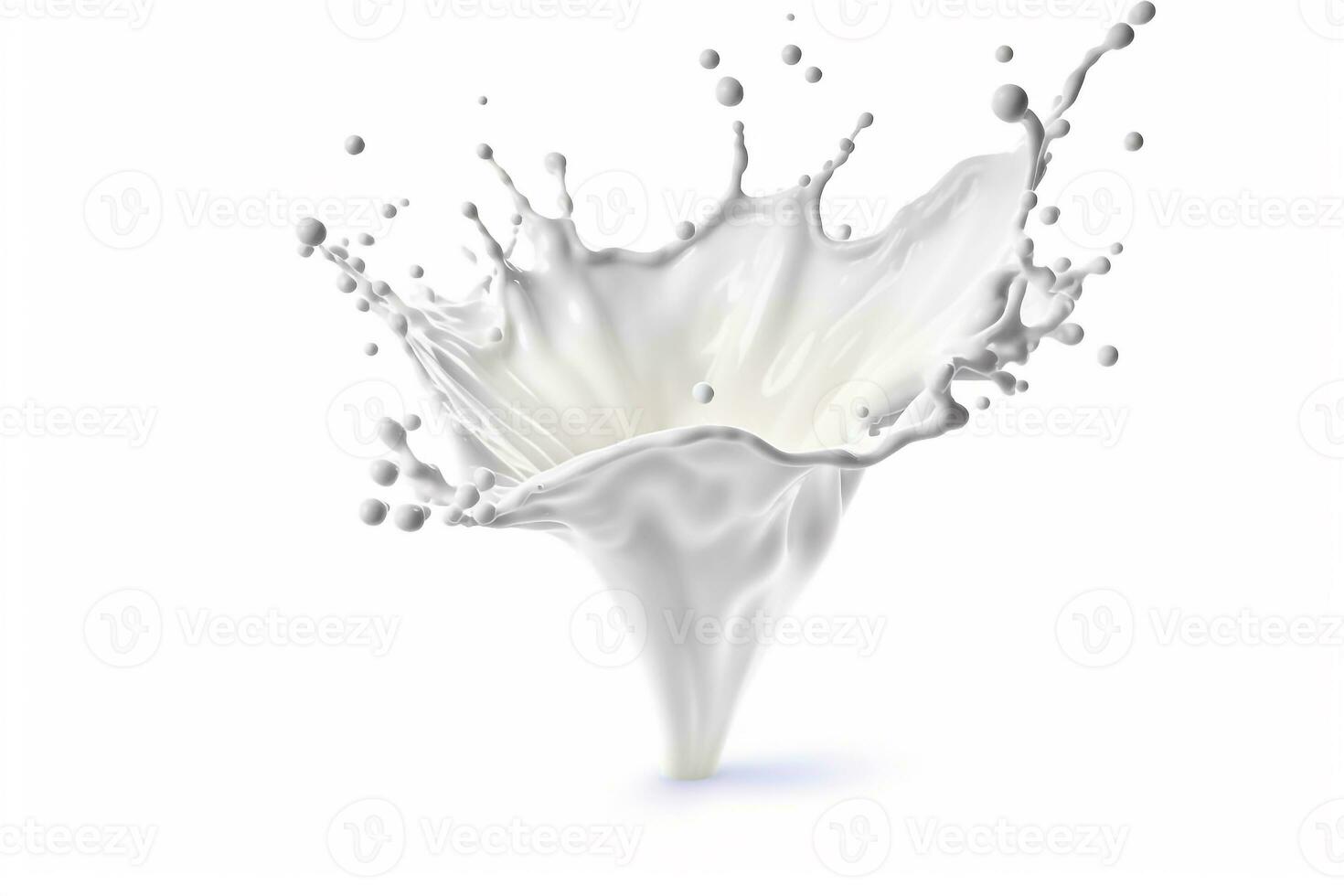 White milk splash isolated on white background.Generative Ai. photo