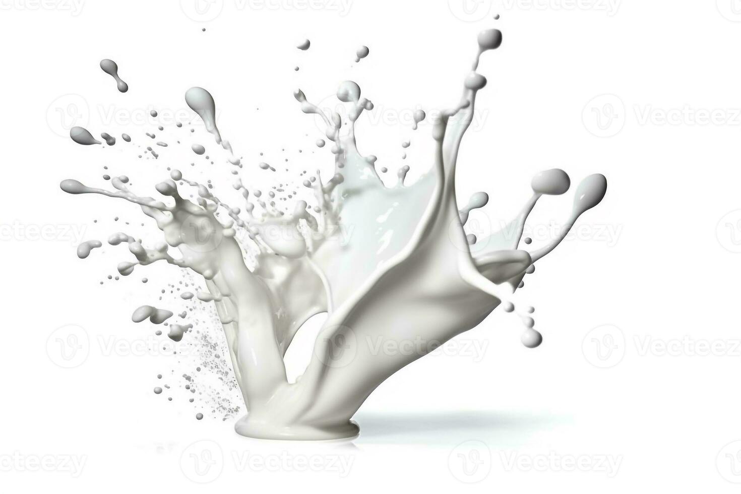 White milk splash isolated on white background.Generative Ai. photo