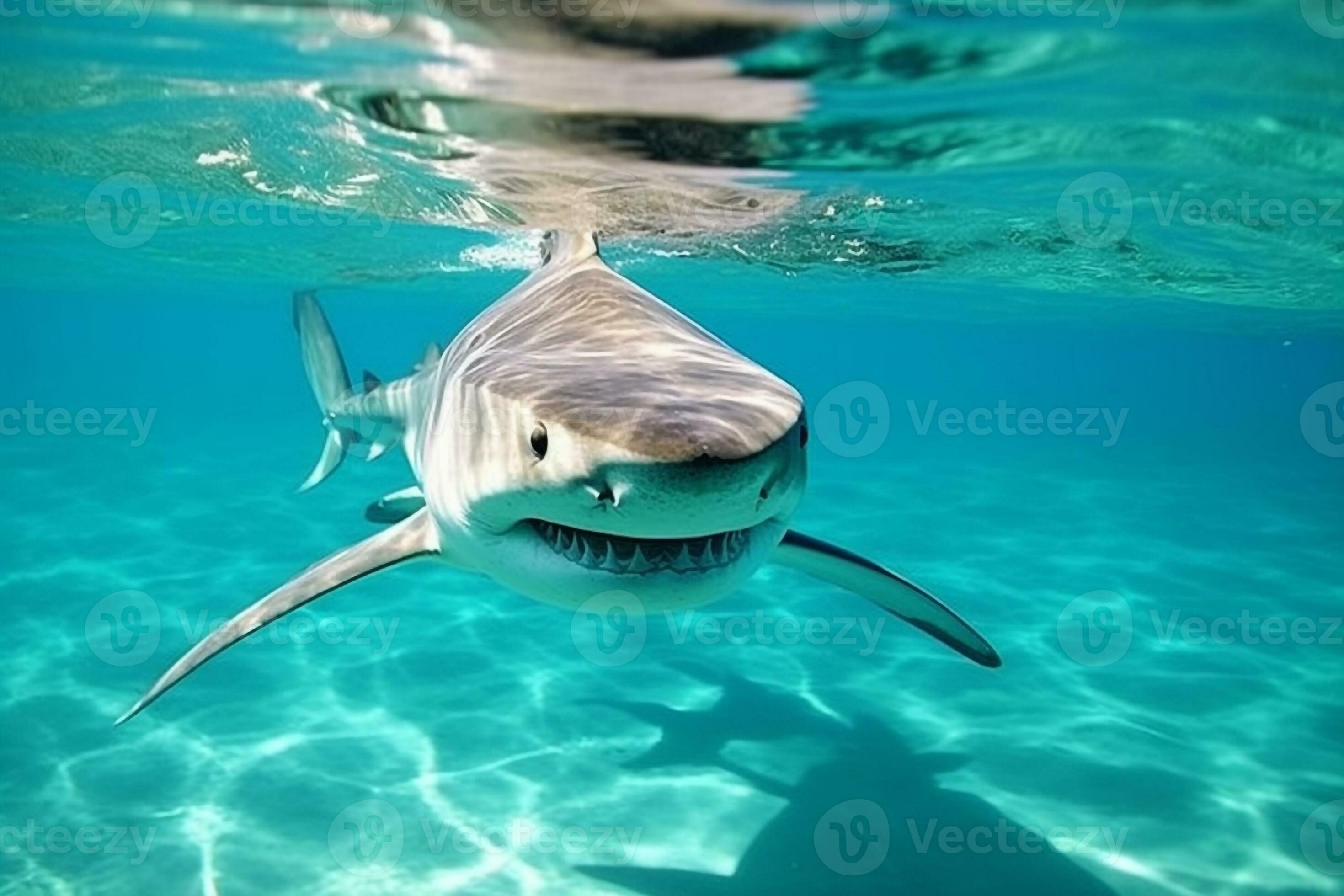 Shark swimming in the deep sea.Generative Ai. 29553252 Stock Photo at