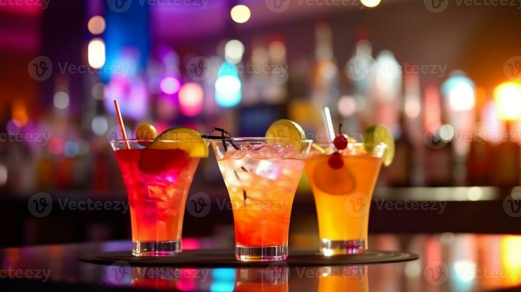 cóctel jugo en bar mostrador en fiesta.generativa ai. foto