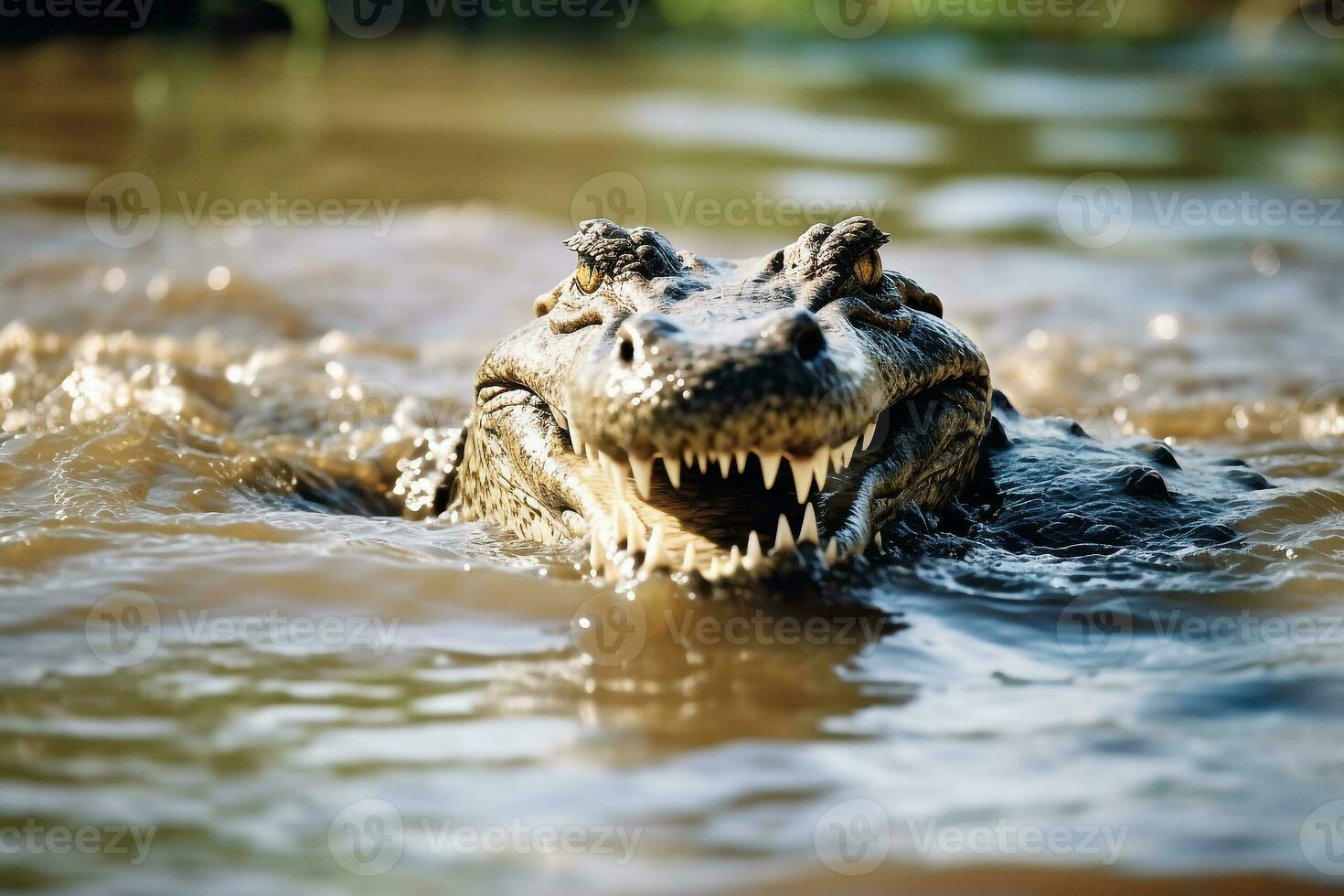Crocodile in the river.Generative Ai. photo