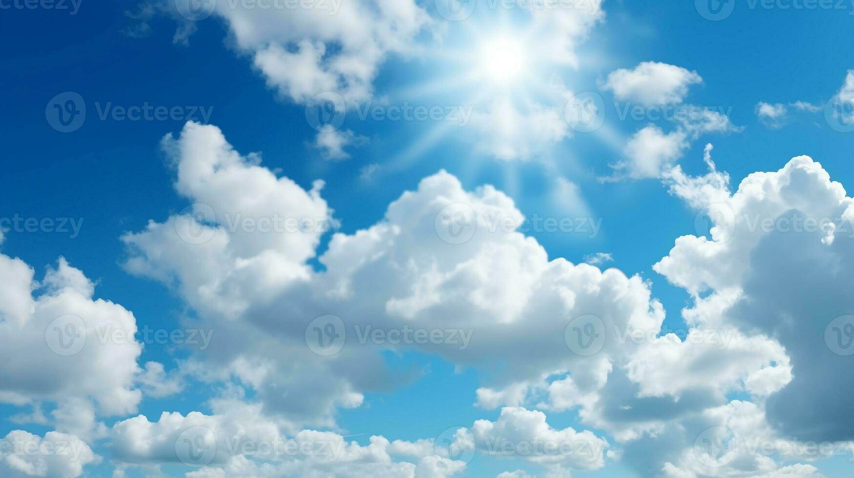 Sunny sky with white cloud background.Generative Ai. photo