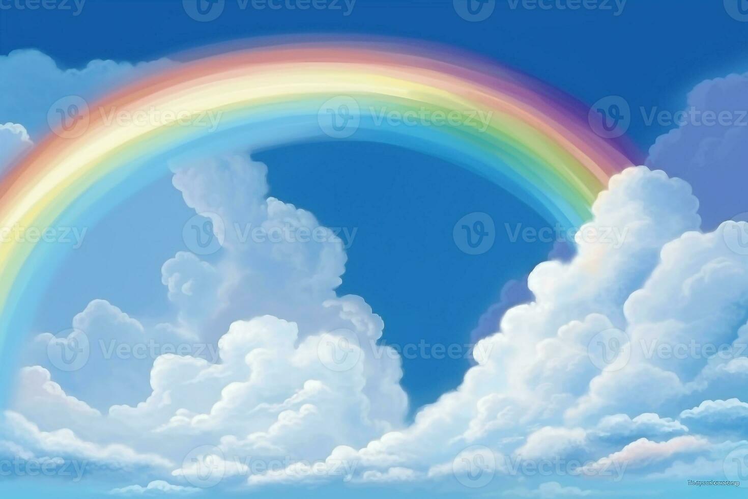 Beautiful rainbow with cloud.Generative Ai. photo