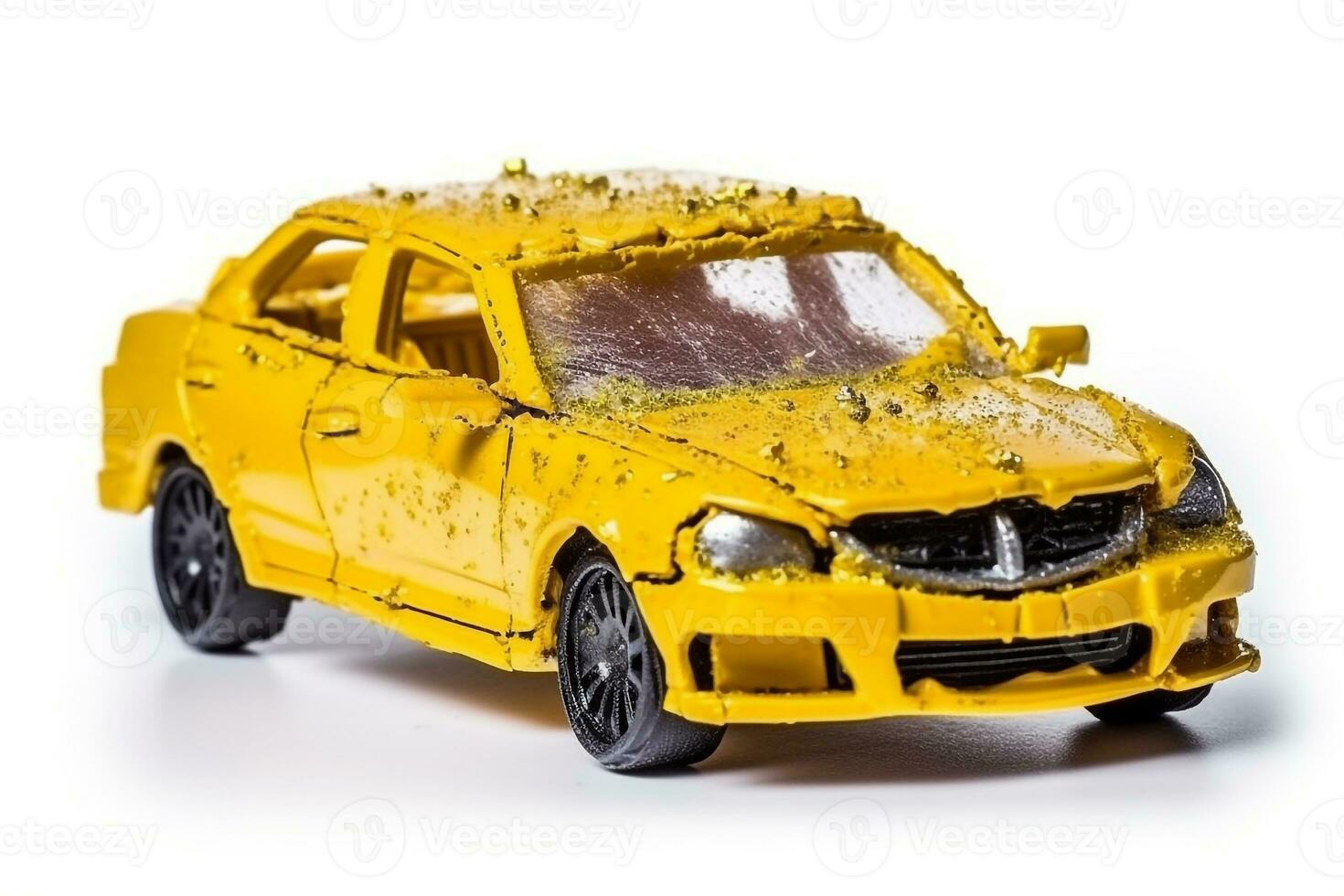 Car wreck on white background.Generative Ai. photo