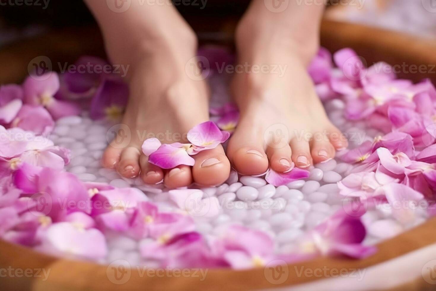 Female feet spa for relax.Generative Ai. photo