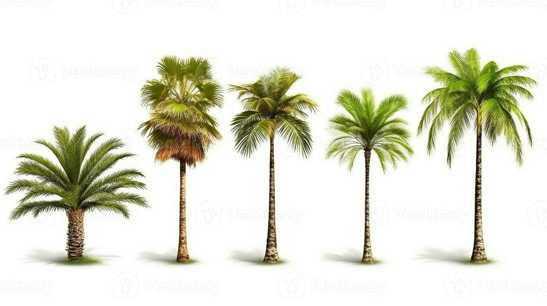 Set of Palm tree isolated on white background.Generative Ai. photo