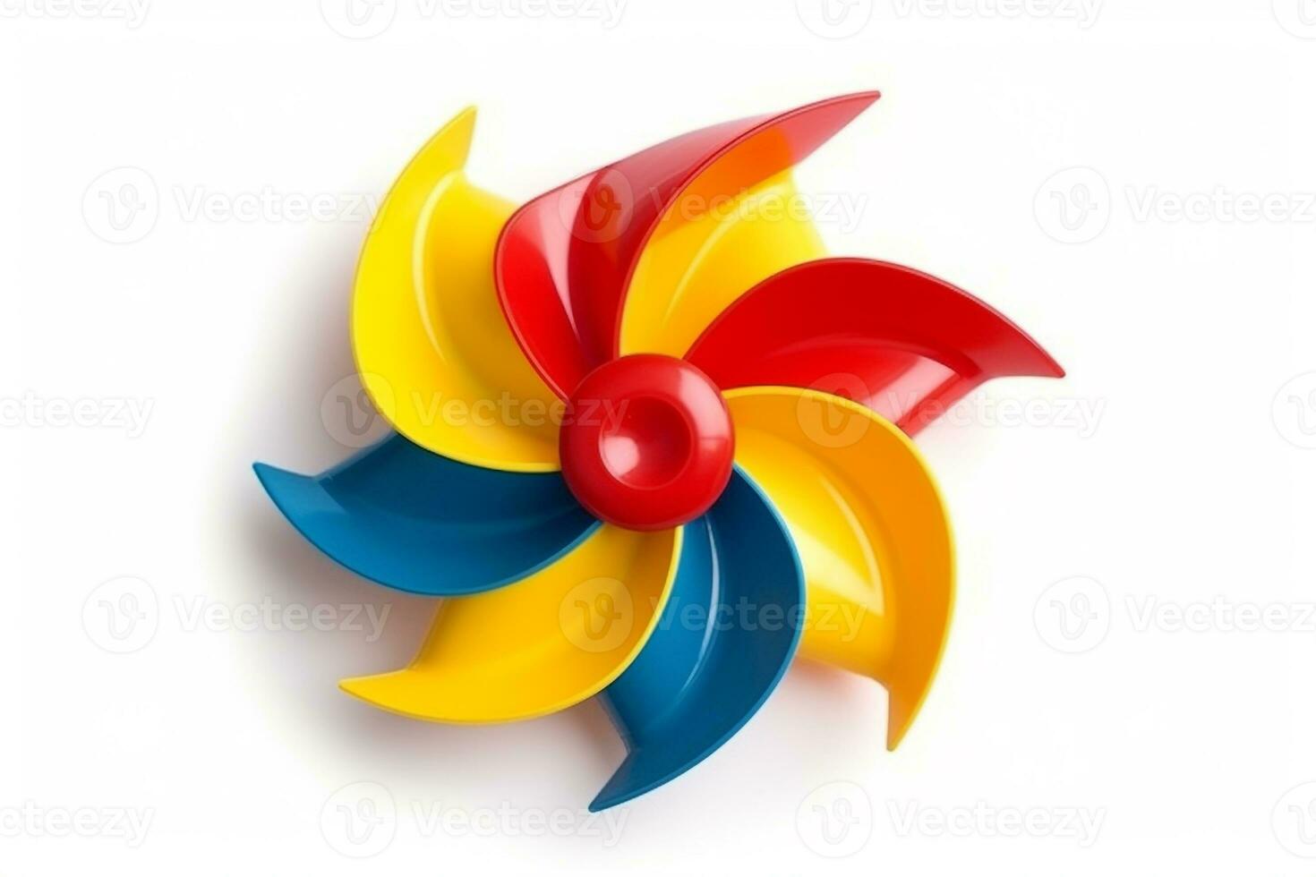 Colorful plastic windmill isolated on white background.Generative Ai. photo