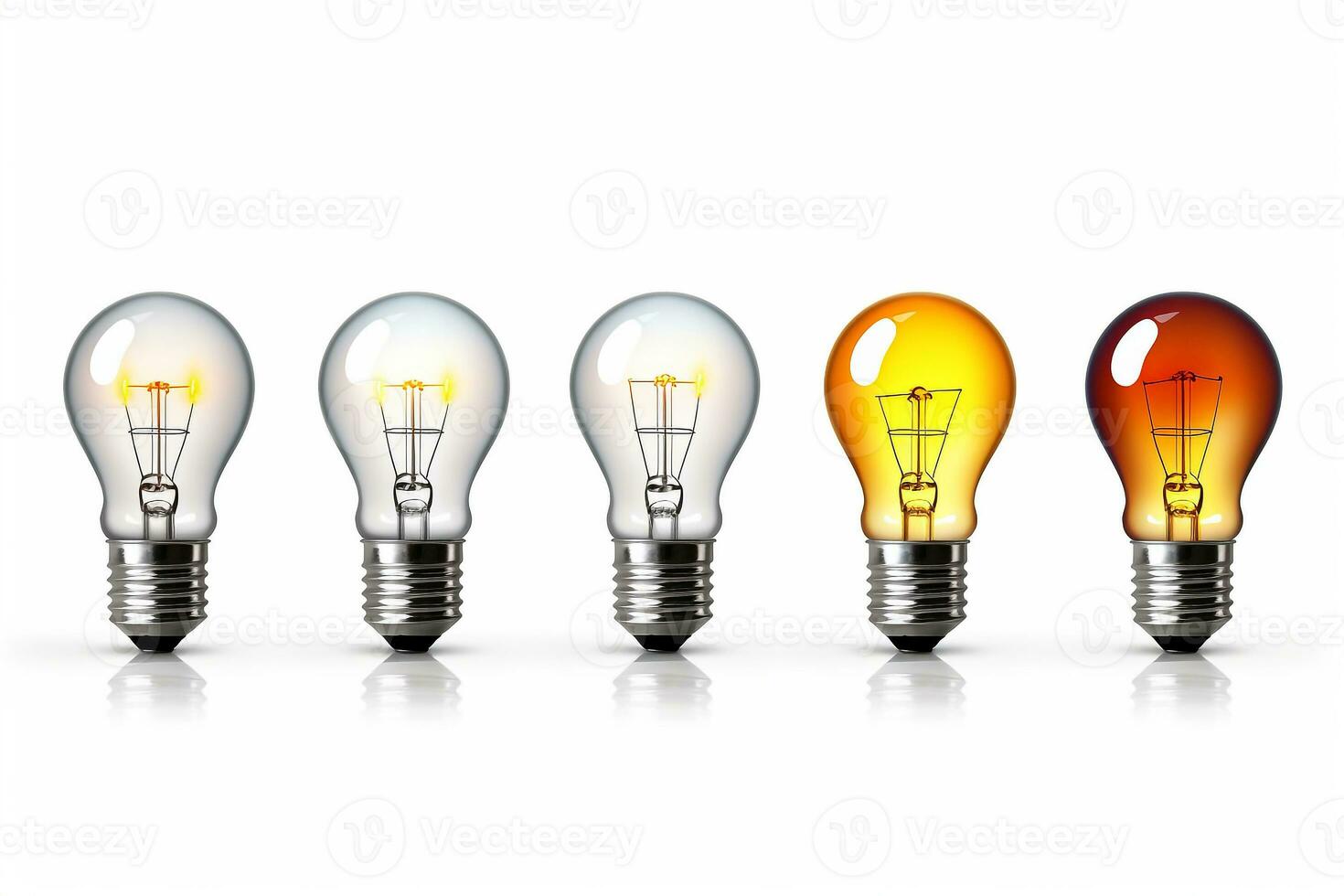 Set of light bulb isolated on white background.Generative Ai. photo