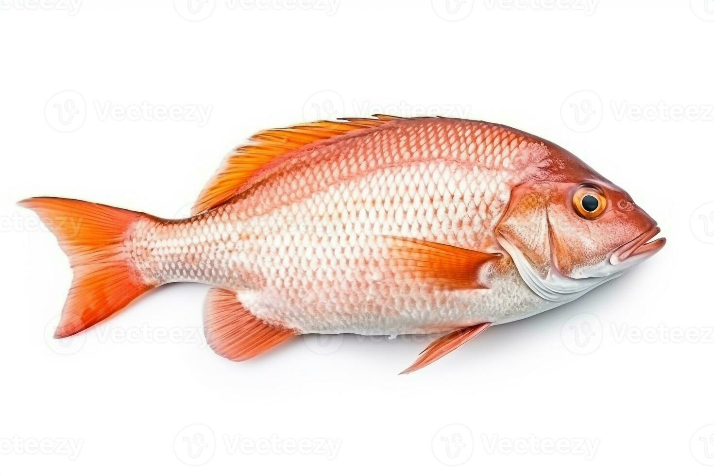 Fresh raw fish isolate on white background.Generative Ai. photo