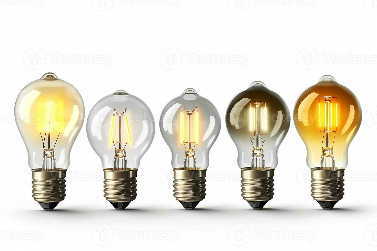 Set of light bulb isolated on white background.Generative Ai. photo
