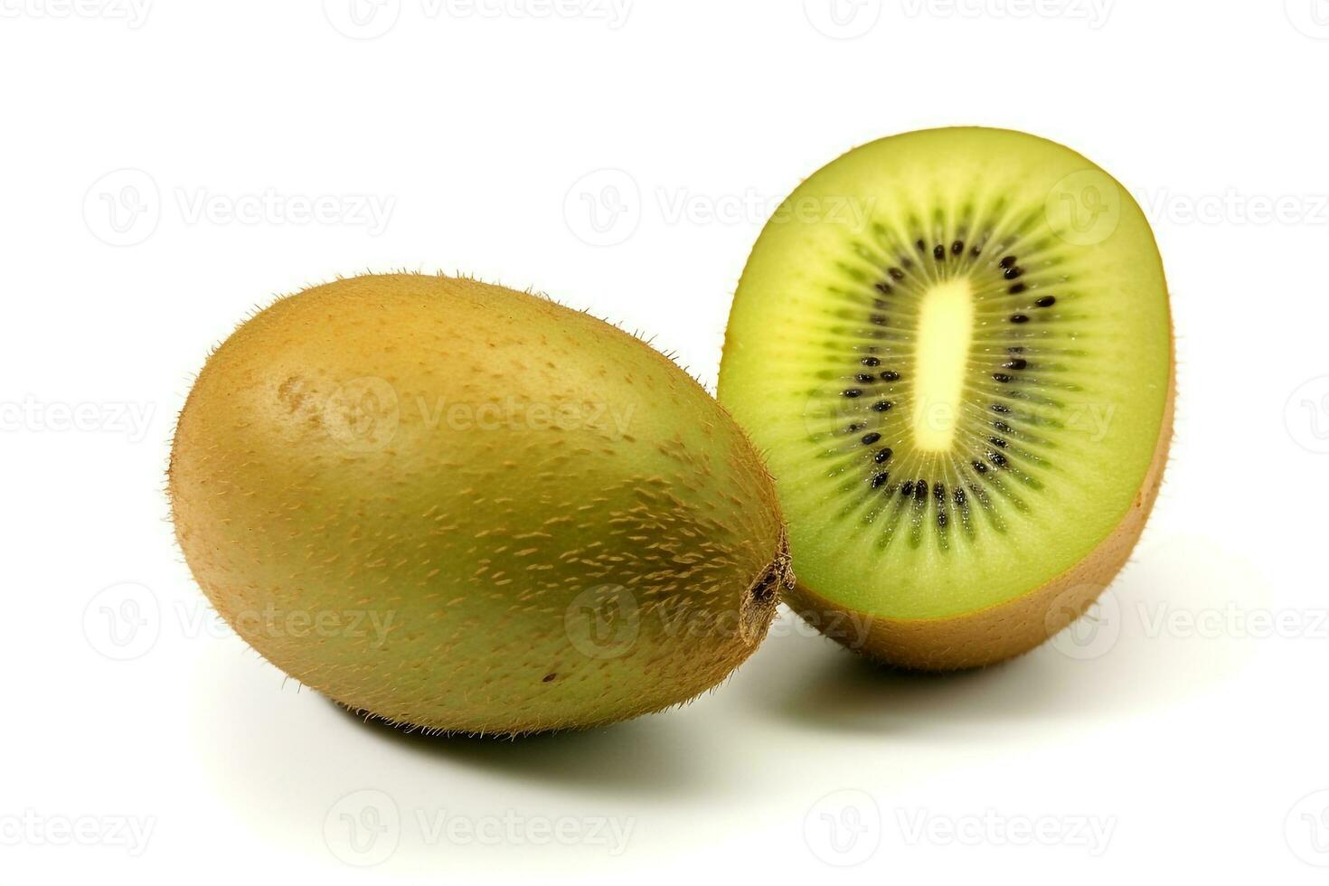 Kiwi fruit sliced isolated on white background.Generative Ai. photo