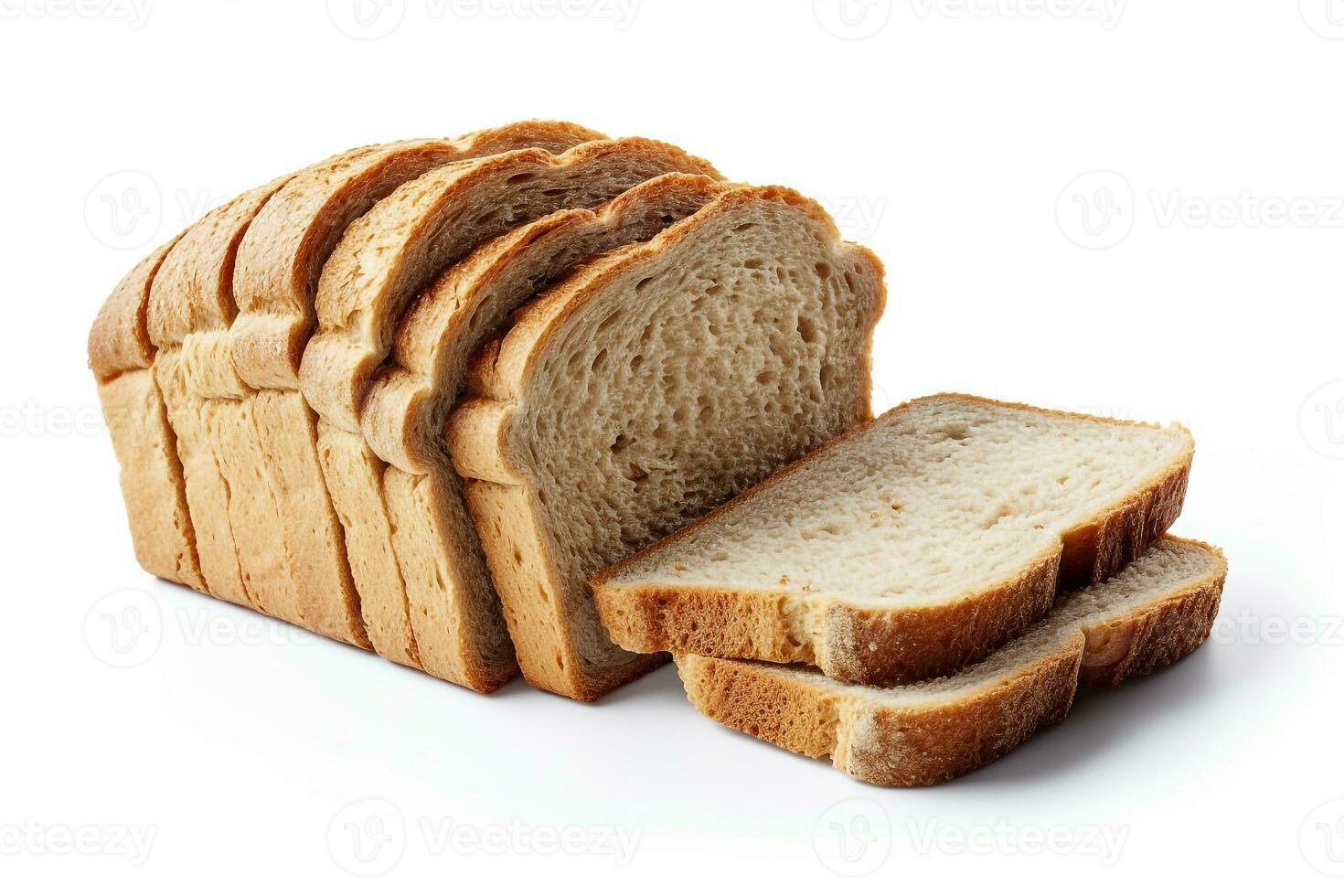 Bread isolated on a white background.Generative Ai. photo