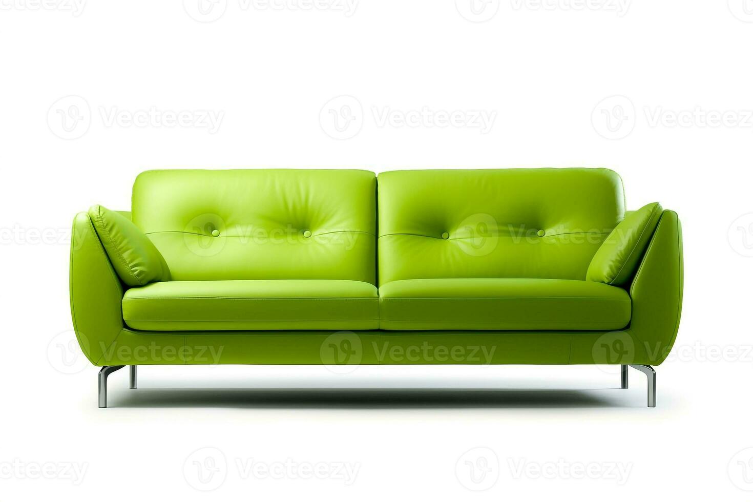 Green sofa modern isolated on white background.Generative Ai. photo