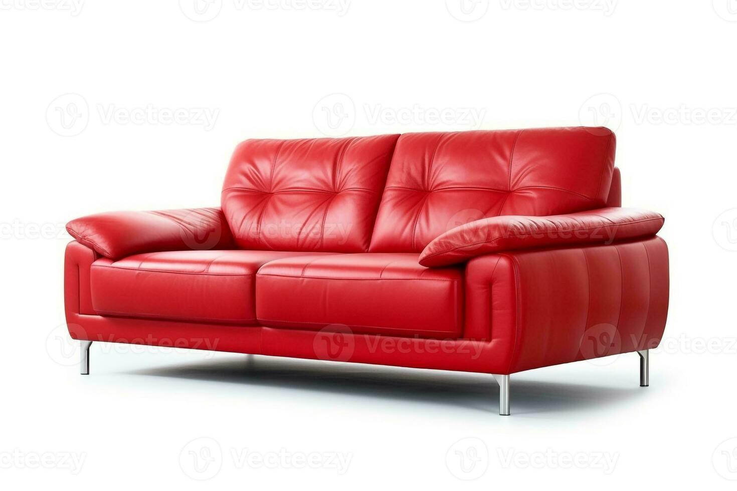 Red sofa modern isolated on white background.Generative Ai. photo