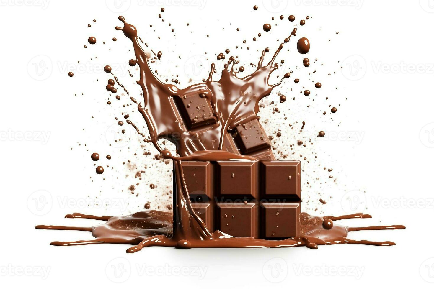 Chocolate splash on isolate white background.Generative Ai. photo