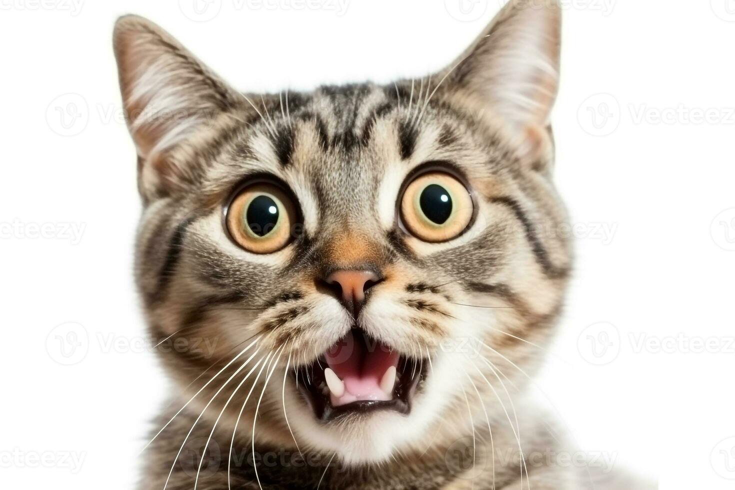 Surprised cat scottish isolated on white background .Generative Ai. photo