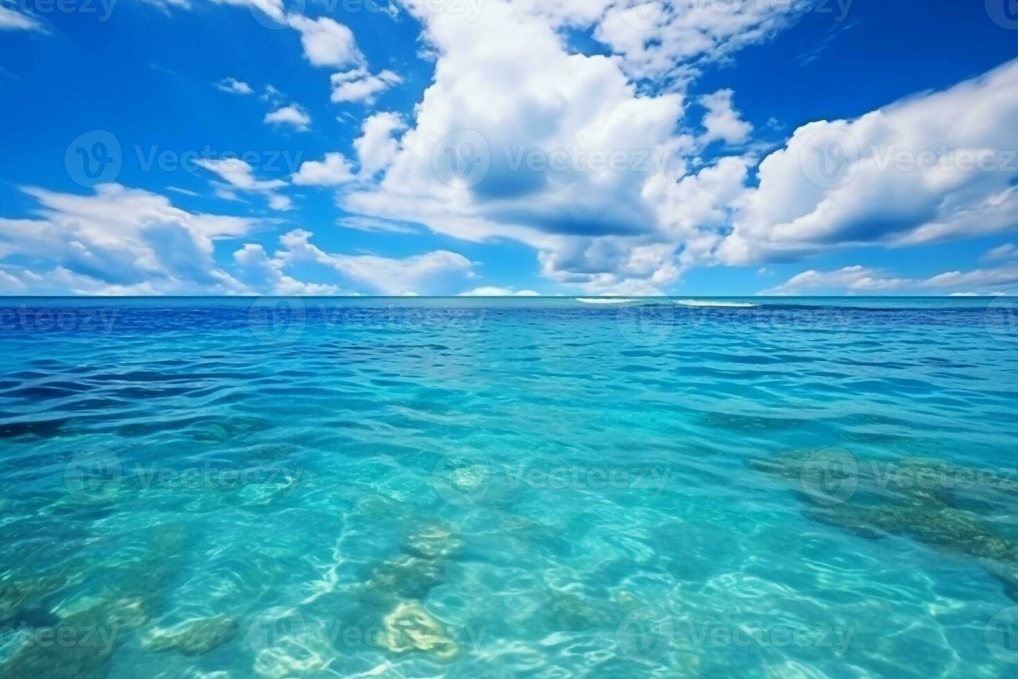 Tropical sea wave with  blue sky.Generative Ai. photo