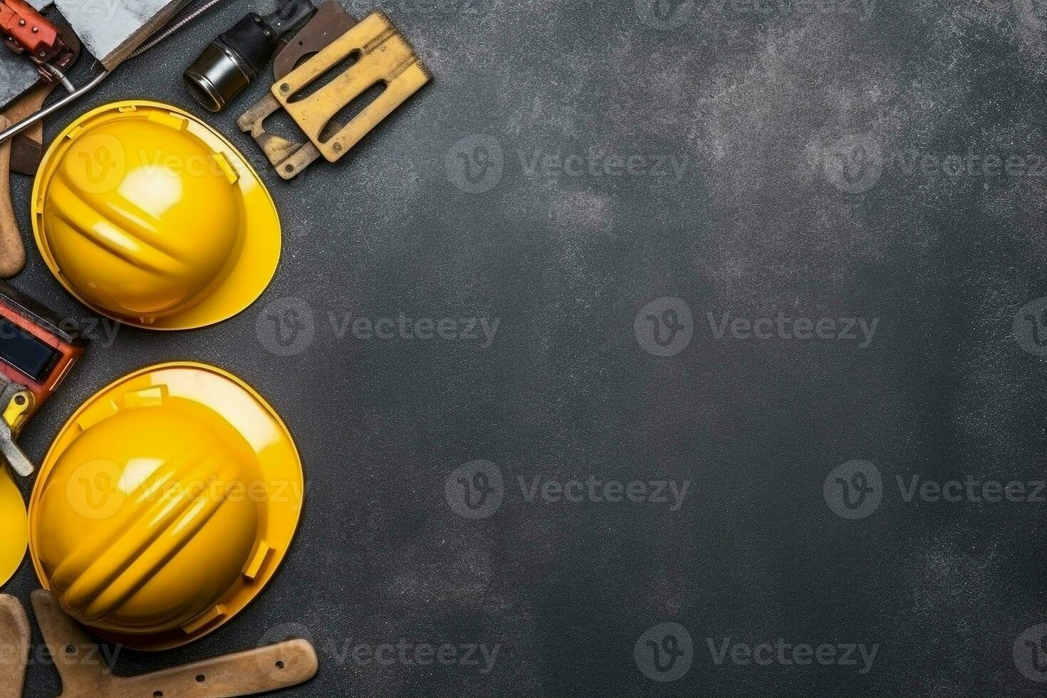 Labor day tools and equipment for working on the construction site.Generative Ai. photo
