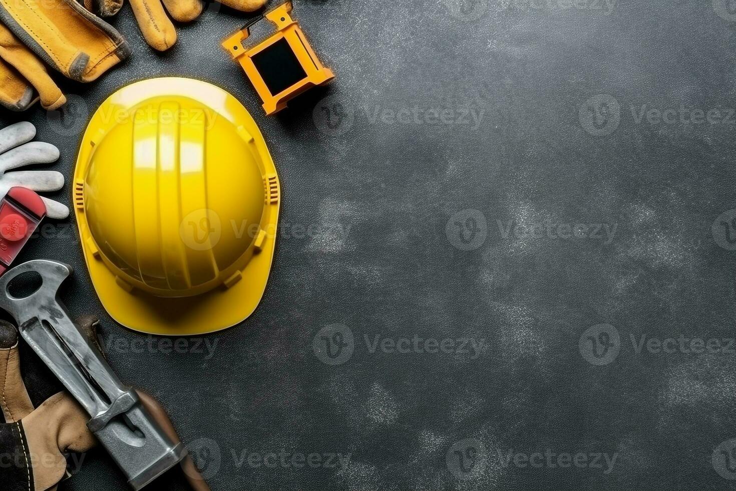 Labor day tools and equipment for working on the construction site.Generative Ai. photo
