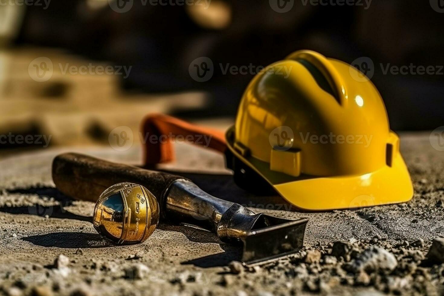 Labor day tools and equipment for working on the construction site.Generative Ai. photo