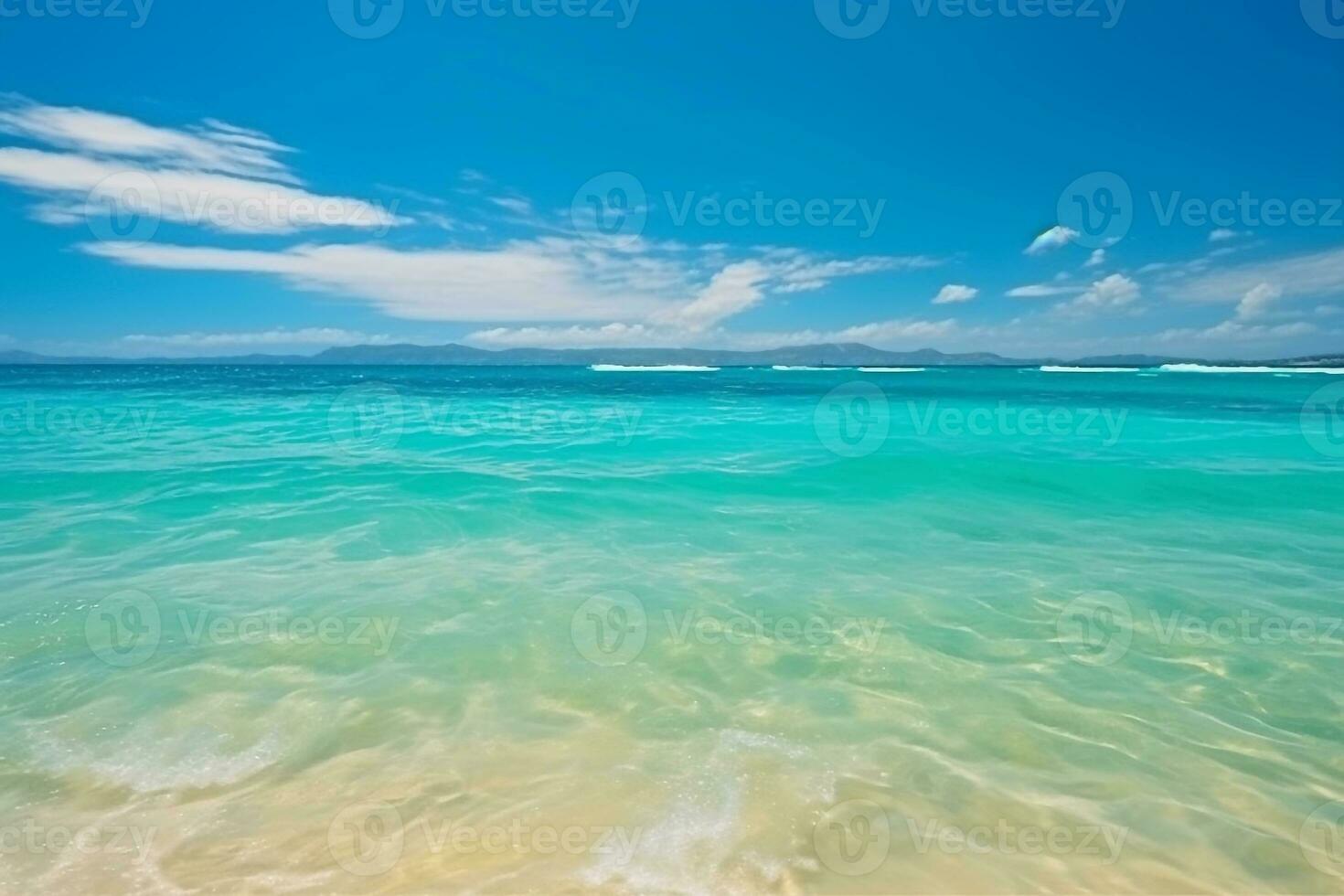 Tropical sea wave with  blue sky.Generative Ai. photo