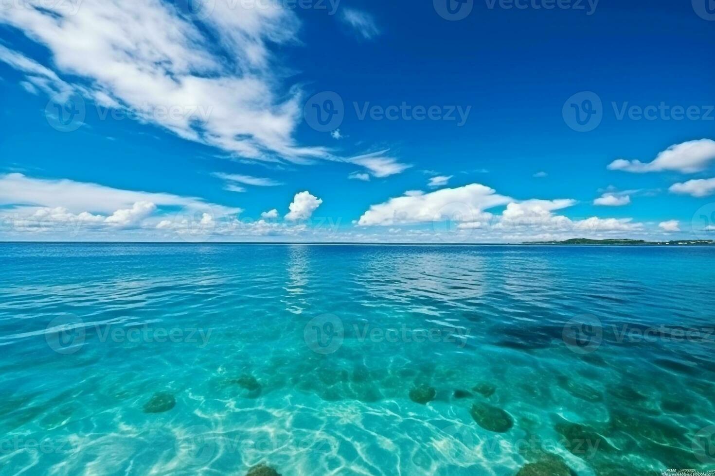 Tropical sea wave with  blue sky.Generative Ai. photo