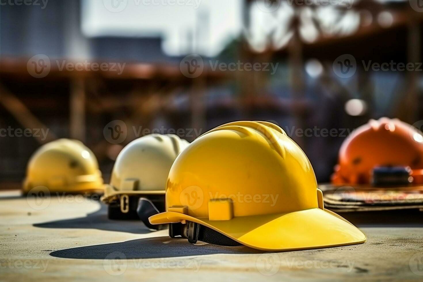 Labor day tools and equipment for working on the construction site.Generative Ai. photo