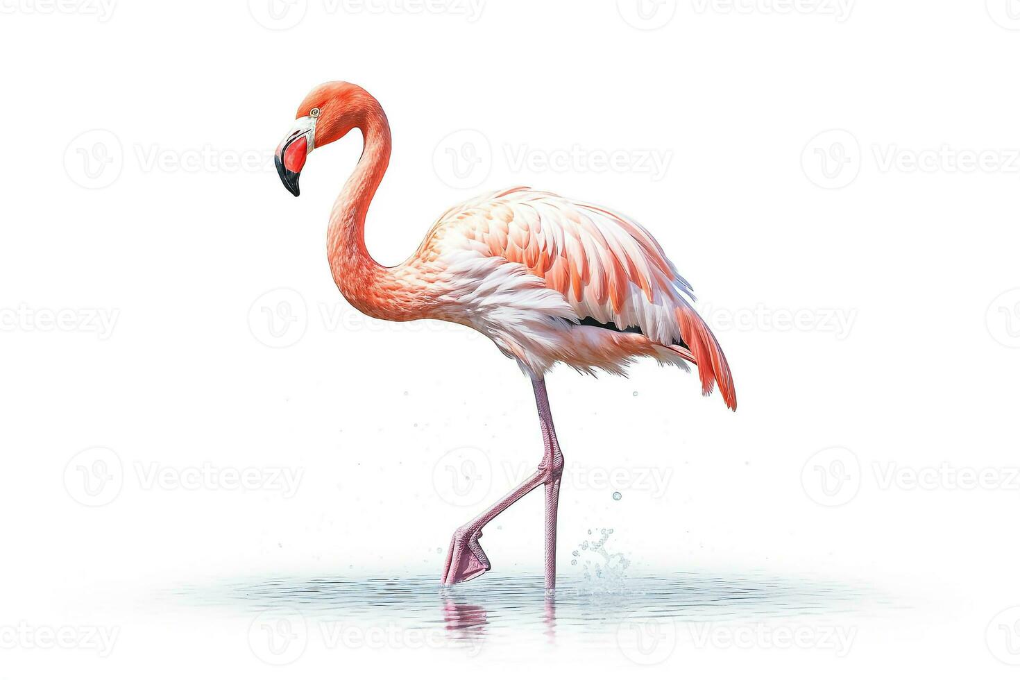 Flamingo isolated on white background.Generative Ai. photo