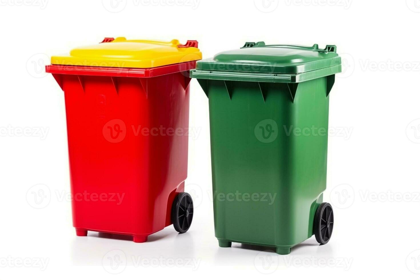 Garbage bins isolated on white background.Generative Ai. photo