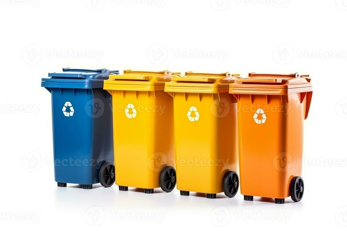 Garbage bins isolated on white background.Generative Ai. photo