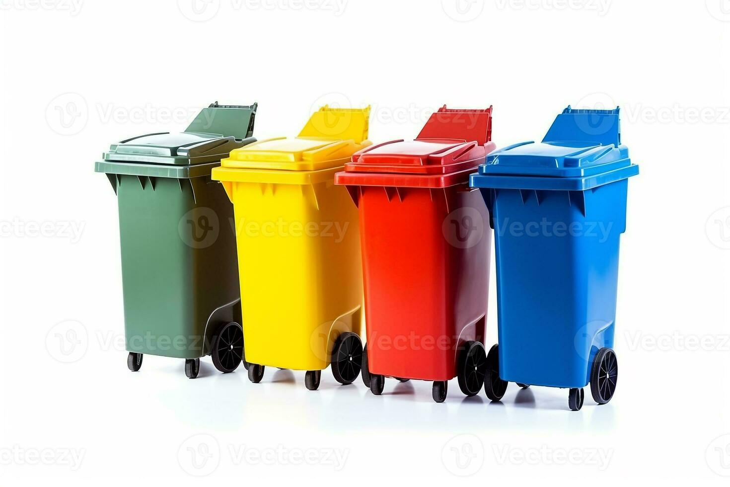 Garbage bins isolated on white background.Generative Ai. photo