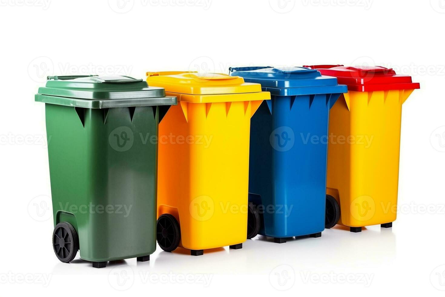 Garbage bins isolated on white background.Generative Ai. photo