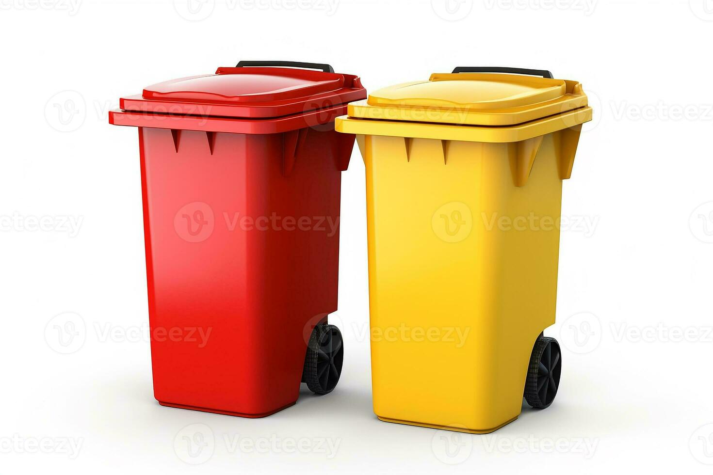 Garbage bins isolated on white background.Generative Ai. photo