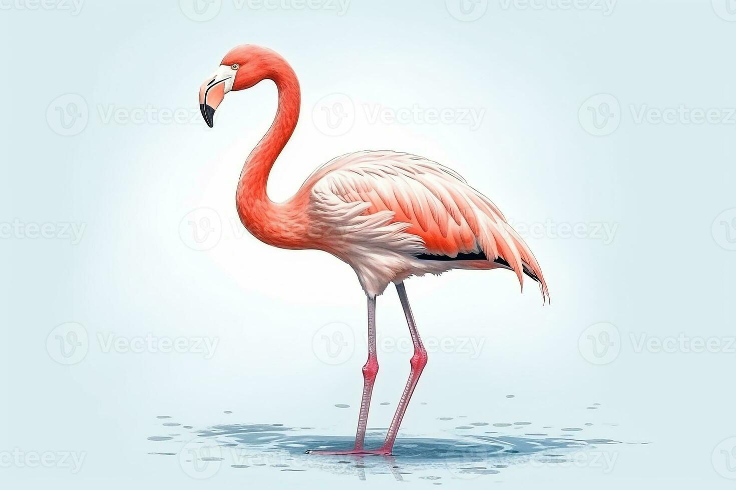 Flamingo isolated on white background.Generative Ai. photo