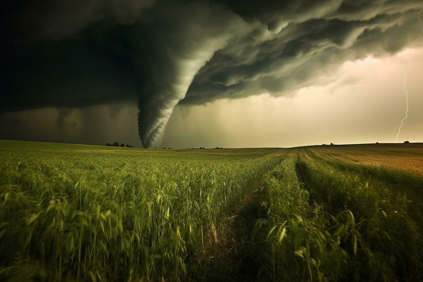 tornado en el pradera.generativa ai. foto