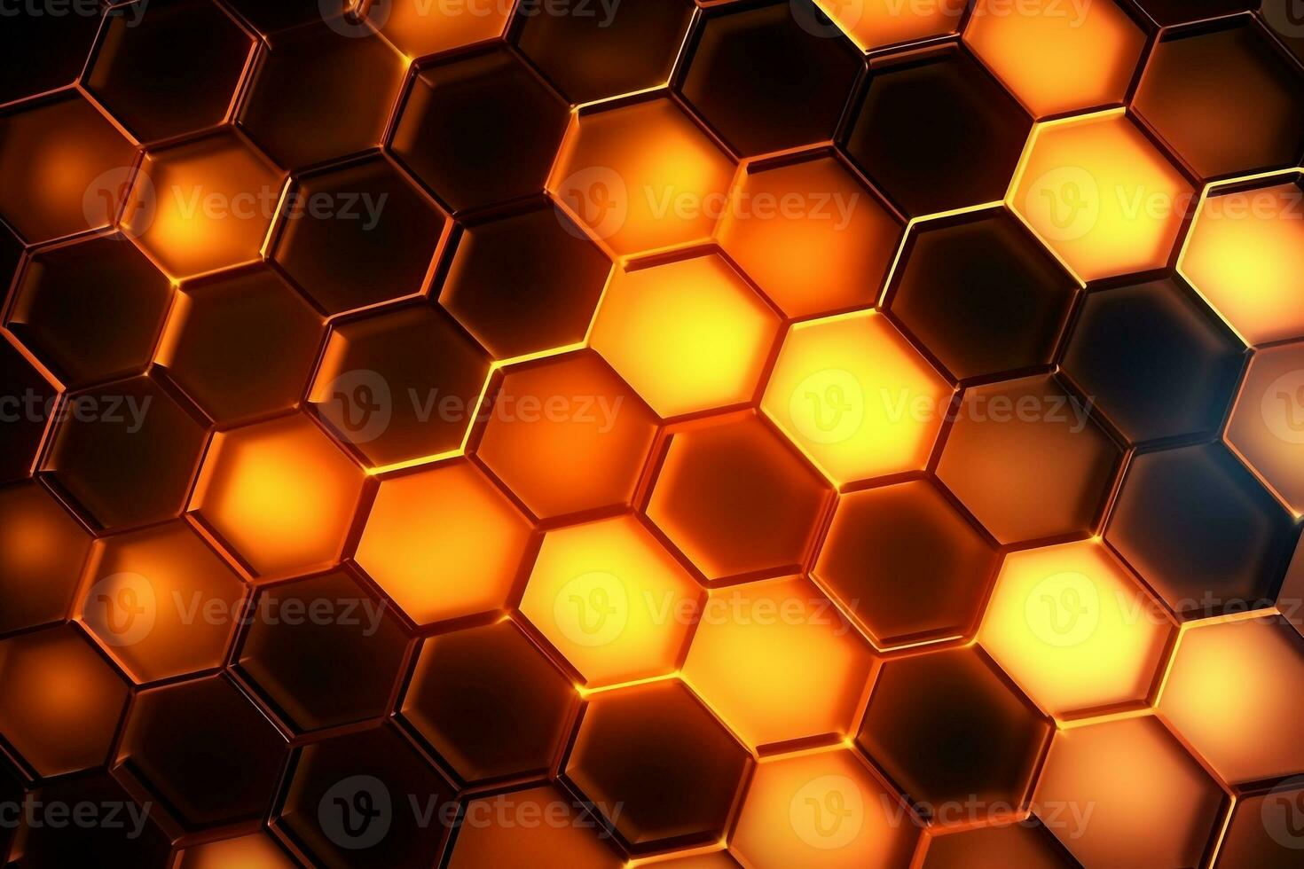Abstract hexagon with glowing lights background.Generative Ai. photo
