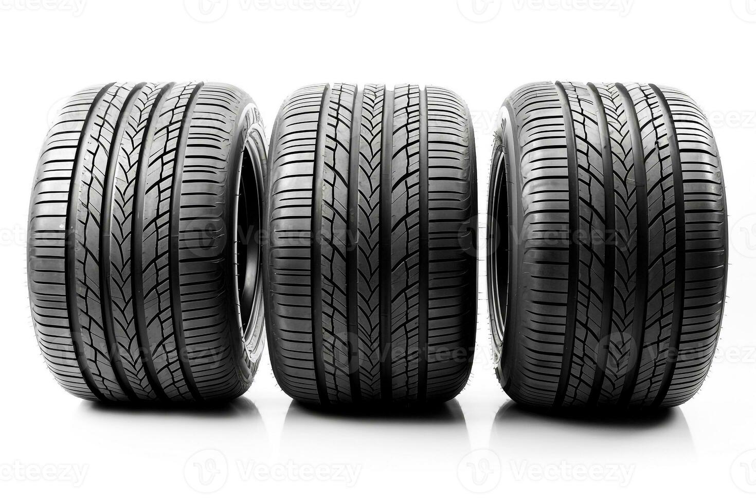 Black tires car isolated on white background.Generative Ai. photo