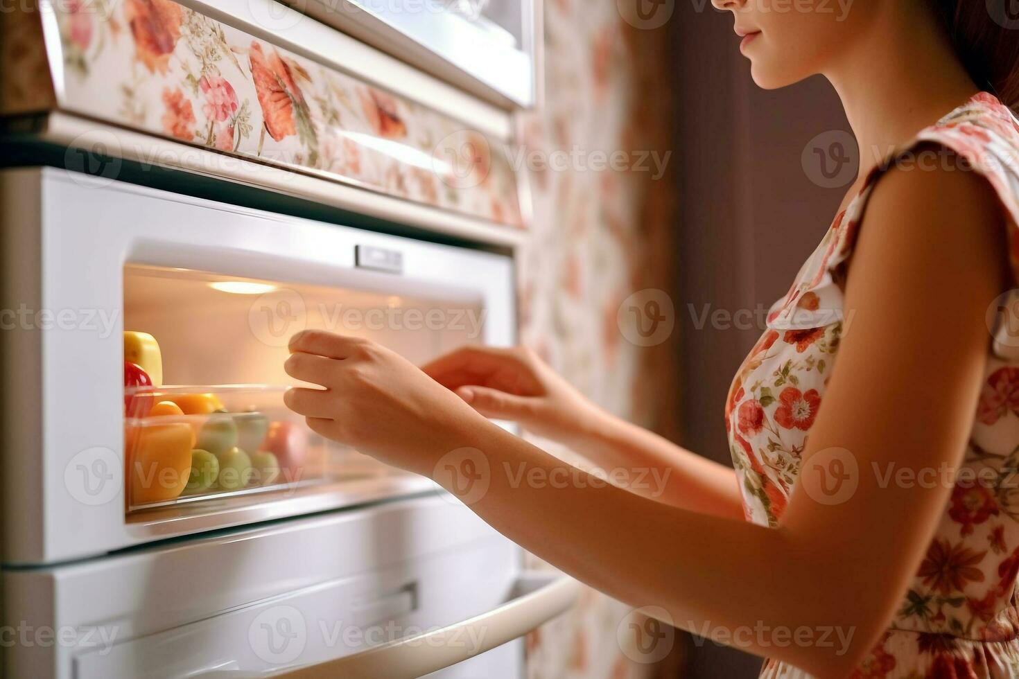 Kitchen And Women Stock Photo - Download Image Now - Refrigerator, White  Background, Women - iStock