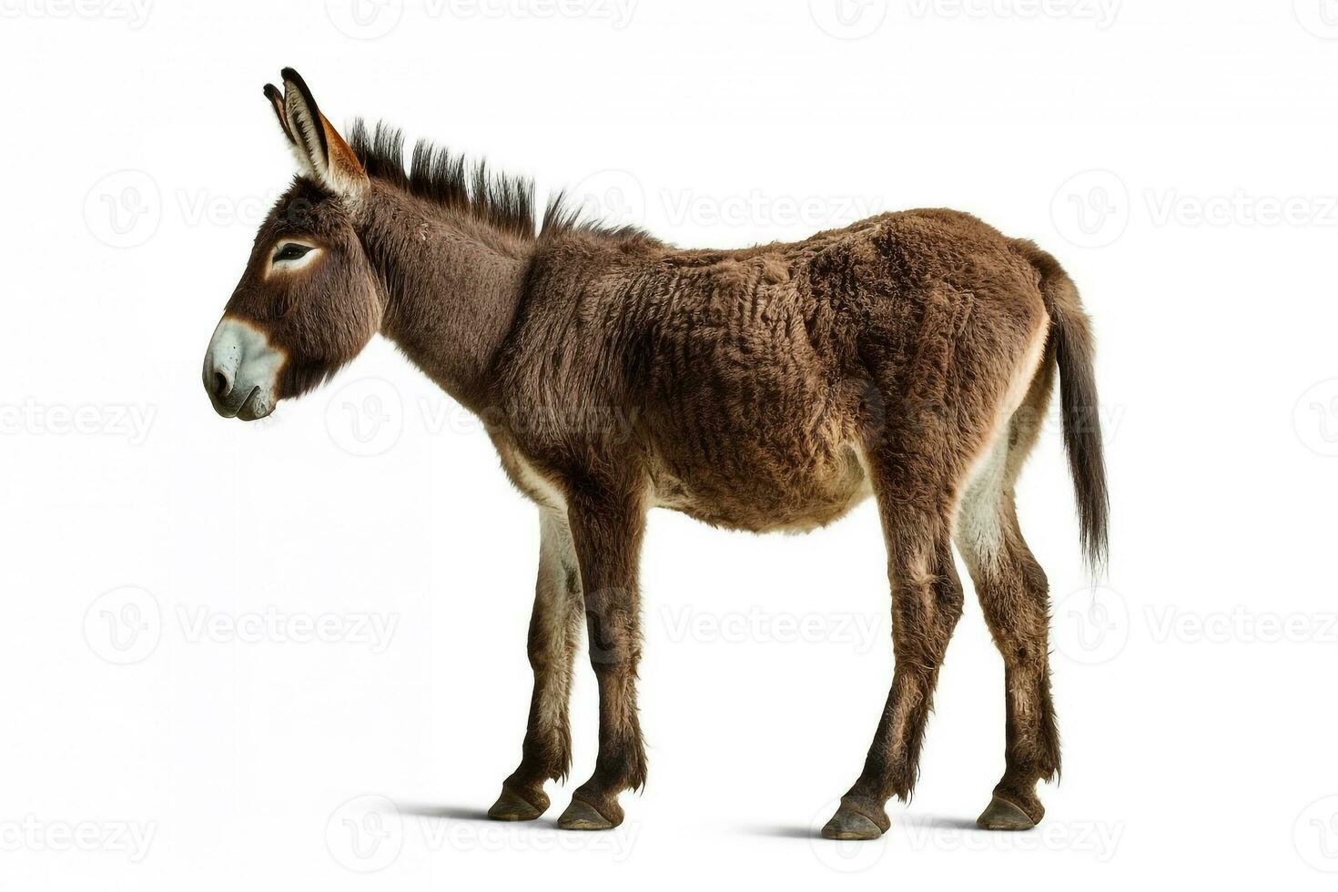 Donkey isolated a on white background.Generative Ai. photo