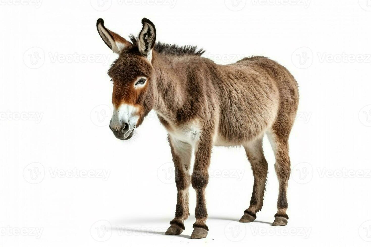 Donkey isolated a on white background.Generative Ai. photo