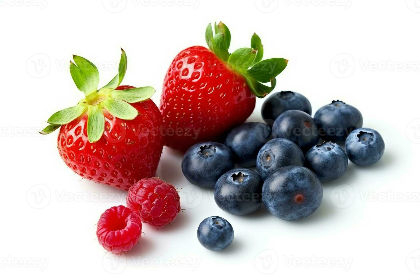 Fresh berries isolated on white background .Generative Ai. photo