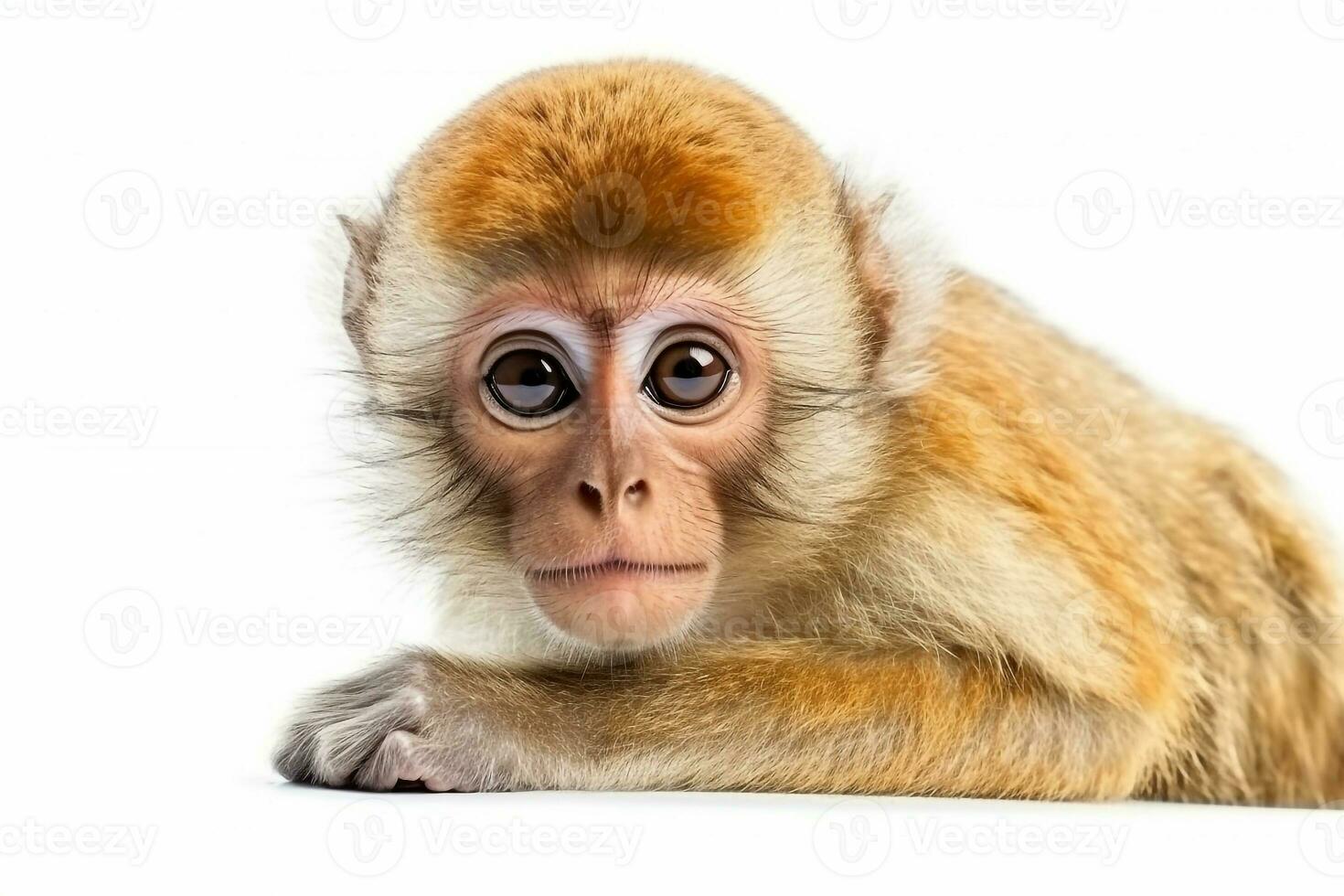 Monkey isolate on white background.Generative Ai. photo