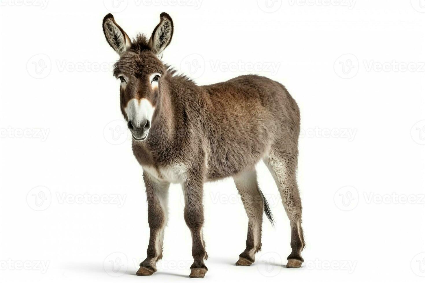 Donkey isolated a on white background.Generative Ai. photo