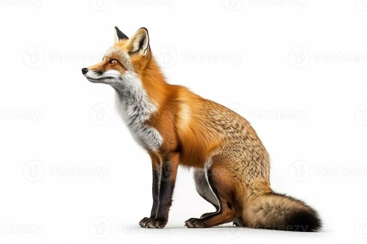 Red fox isolated on a white background.Generative Ai. photo