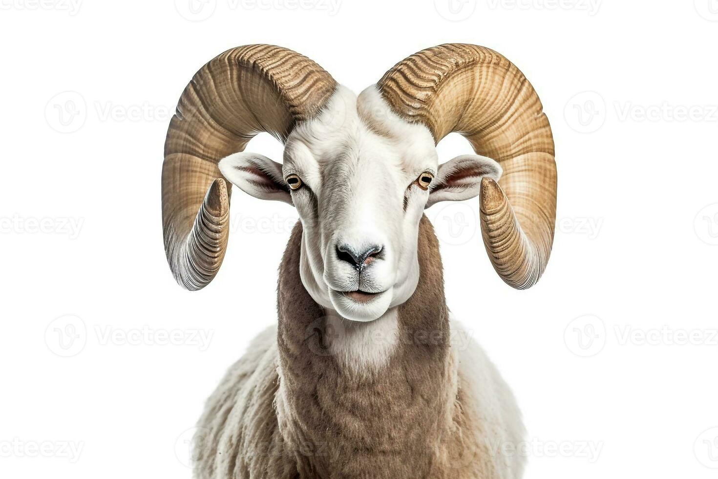 White ram isolated on white background.Generative Ai. photo