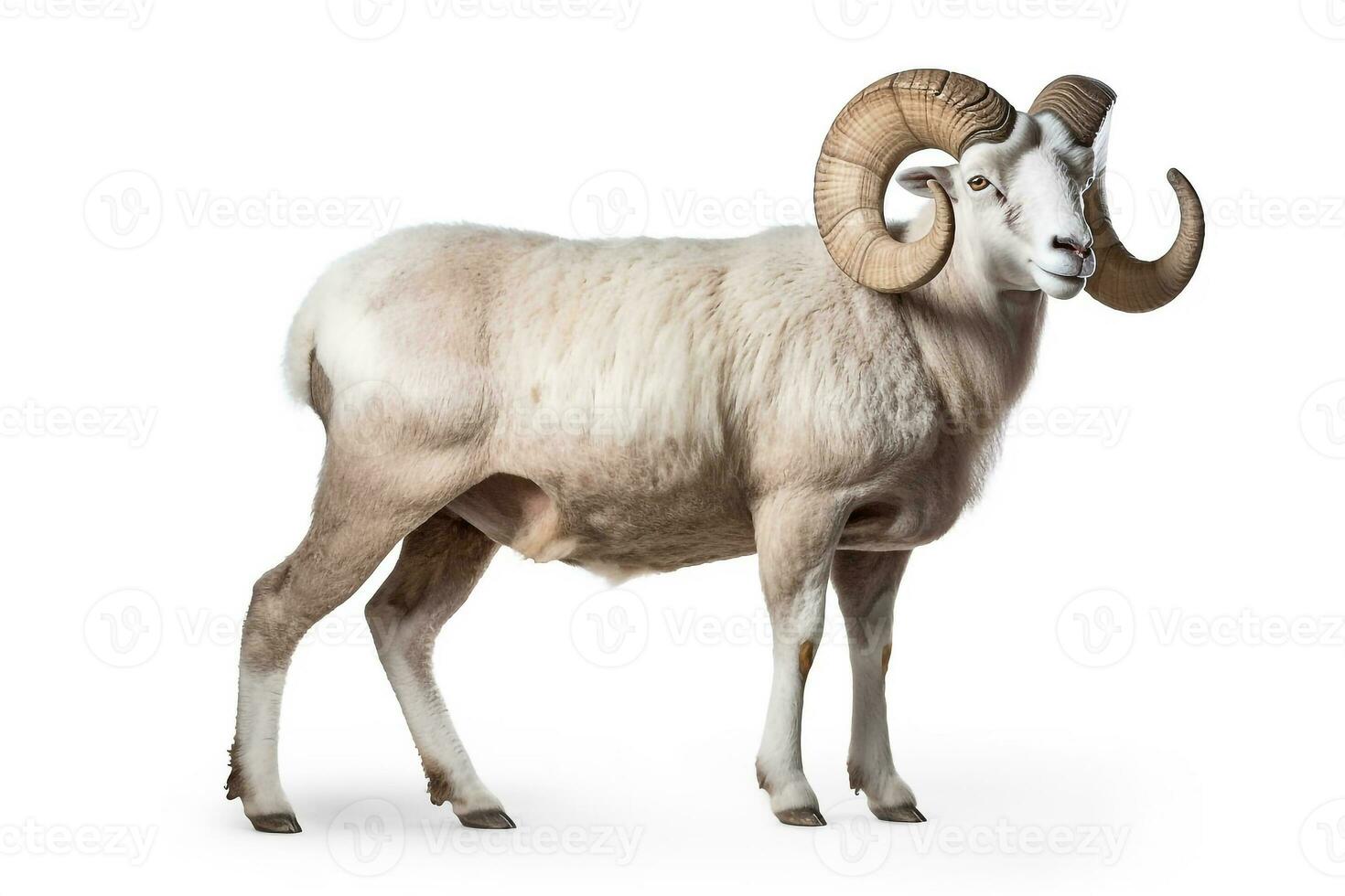 White ram isolated on white background.Generative Ai. photo