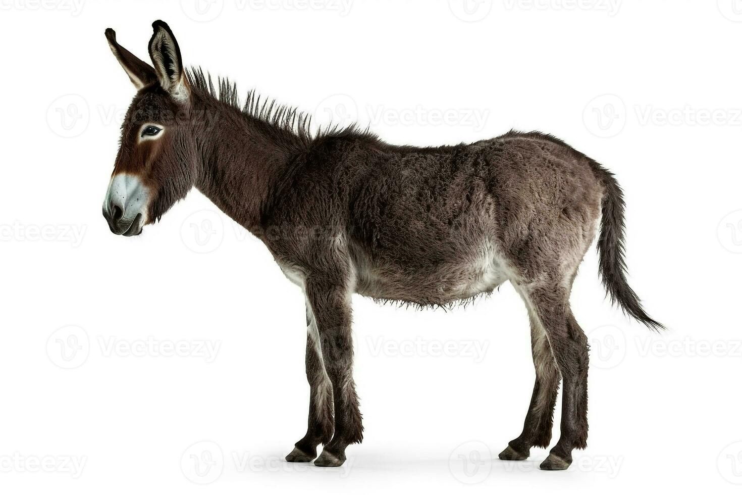 Donkey isolated a on white background.Generative Ai. photo