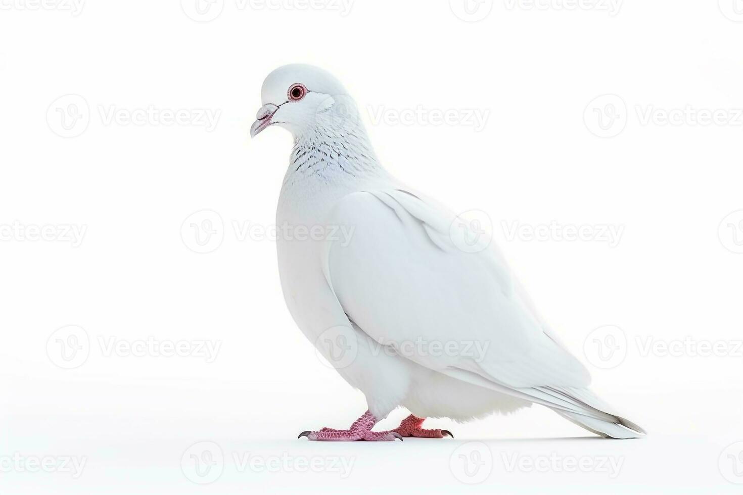 White pigeon isolate on white background.Generative Ai. photo